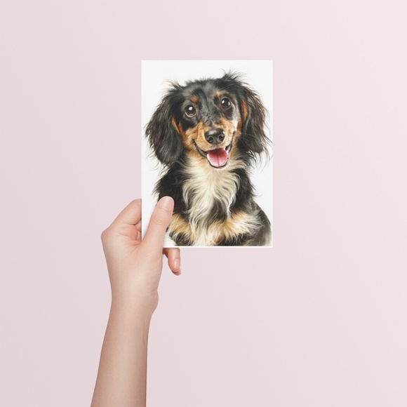 Watercolor Dachshund Dog Portrait Art Print – Unframed Fine Art Poster - Picture 5 of 5